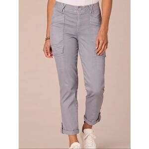 Democracy Absolution Cargo Utility Pants Size 8 Roll Cuff Blue Shadow Stretch